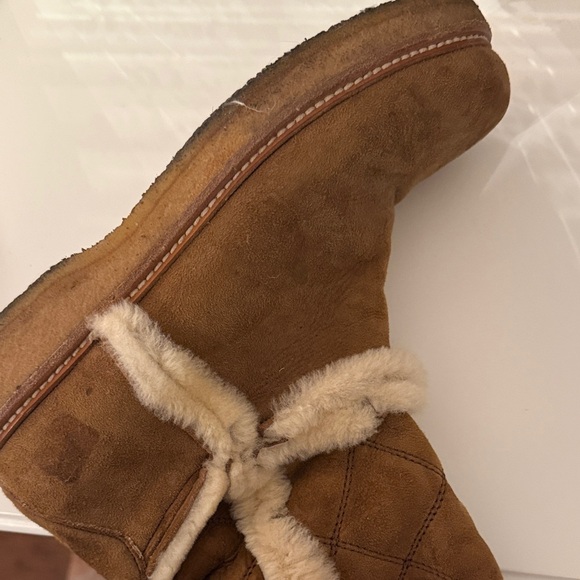 Moncler Women's Tan Shearling Merino Sheep Fur Boots - Picture 8 of 12